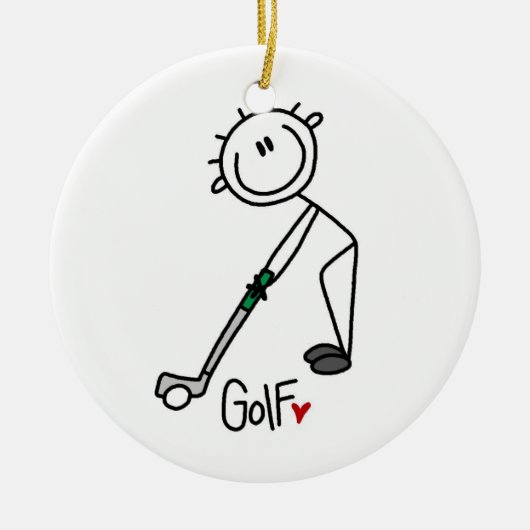 Simple Stick Figuur Golfer Keramisch Ornament (Voorkant)