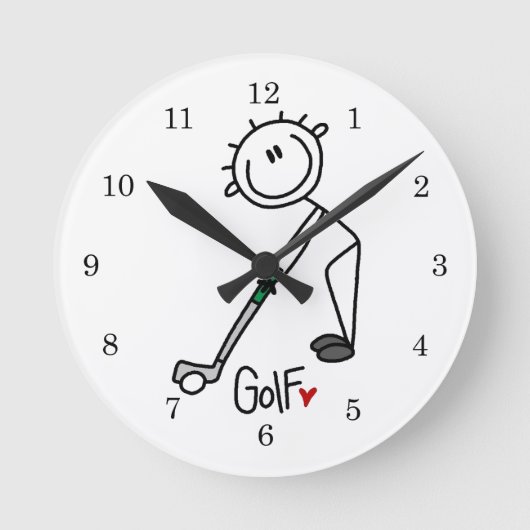 Simple Stick Figuur Golfer Ronde Klok (Voorkant)