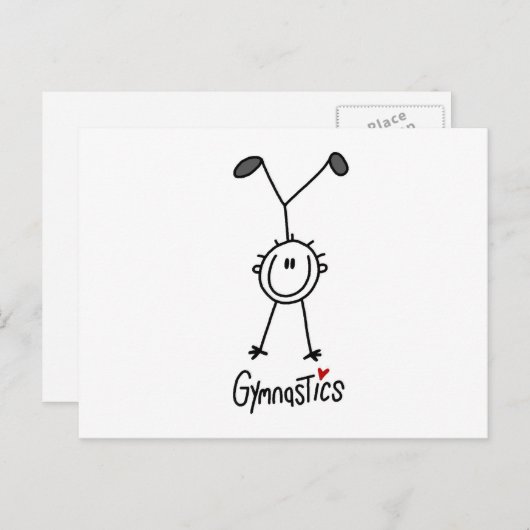 Simple Stick Figuur Gymnast Briefkaart (Voorkant / Achterkant)