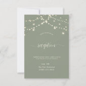Simple String Lights Sage Green Wedding Kaart (Voorkant)