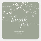Simple String Lights Sage Green  Wedding Vierkante Sticker (Voorkant)