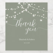 Simple String Lights Sage Green  Wedding Wijn Etiket (Enkel label)