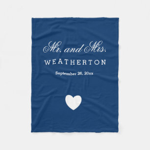 Simple Style Mr en Mrs Wedding Names Date A32 Fleece Deken
