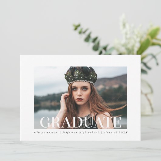 Simple Style Photo Graduparty Kaart (Staand voorkant)