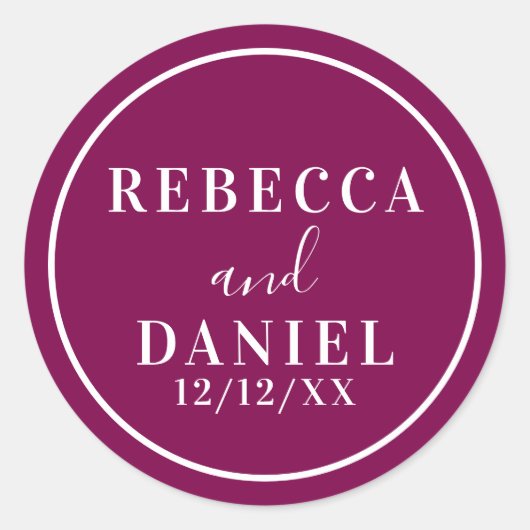 Simple Stylish Modern Minimal Monogram Wedding  Ronde Sticker (Voorkant)