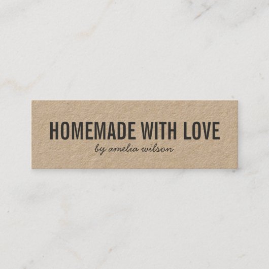 Simple Stylish Rustic Homemade with Love Kraft Mini Visitekaartje (Voorkant)