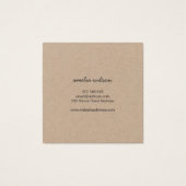 Simple Stylish Rustic Thank You Kraft Vierkante Visitekaartjes (Achterkant)