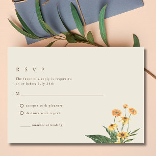 Simple Sunflower Boho Wedding Carte RSVP