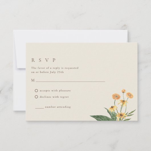 Simple Sunflower Boho Wedding Carte RSVP (Devant)