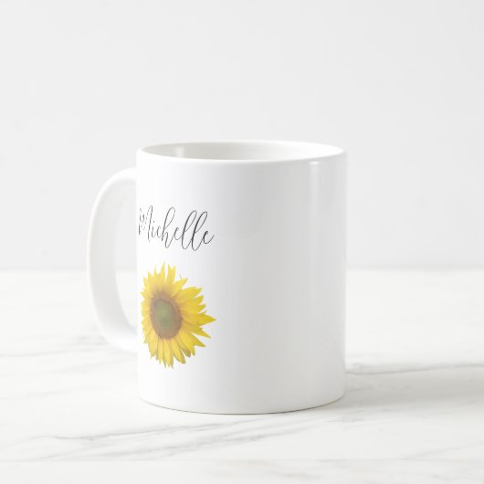 Simple Sunflower Elegant script Koffiemok (Voorkant links)