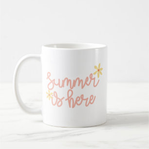 Simple Sunshine Summer Pastel Pink Script Geel Koffiemok
