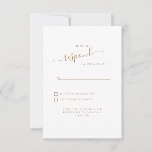 Simple Swash Gold Texte Blanc Mariage RSVP (Devant)