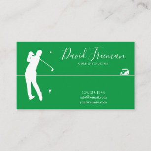 Simple Swing Silhouette Green Golf Instructor Visitekaartje
