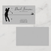 Simple Swing Silhouette Grey Golf Instructor  Visitekaartje (Voorkant / Achterkant)