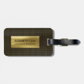 Simple Swirl Pattern Gold op Black Bagagelabel (Achterkant horizontaal)