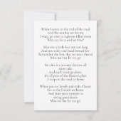 Simple Sympathie funéraire Carte de prière commémo (Dos)