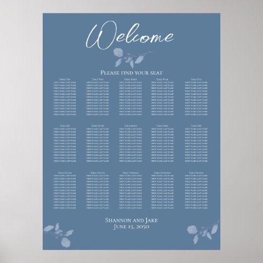 Simple tableau de disposition de réception de mari (Devant)