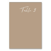 Simple Taupe Mariage moderne Numéro de table (Dos)