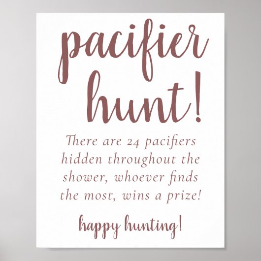 Simple Taupe Pacifier Hunt | Desert Roos Shower Poster (Voorkant)