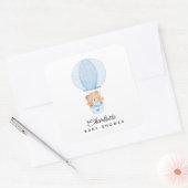 Simple Teddy Bear Blue Balloon Vierkante Sticker (Envelop)