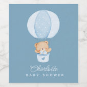 Simple Teddy Bear Blue Balloon Wijn Etiket (Enkel label)