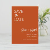 Simple Terracotta Modern Boho Chic Photo Wedding Save The Date (Staand voorkant)