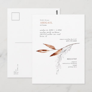 Simple Terracotta Modern Foliage Vrijgezellenfeest Briefkaart