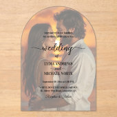 Simple Text Overlay Photo Wedding Acryl Uitnodigingen (Voorkant)