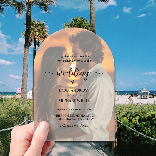 Simple Text Overlay Photo Wedding Acryl Uitnodigingen