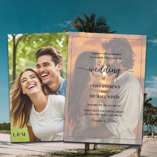 Simple Text Overlay Photo Wedding Kaart