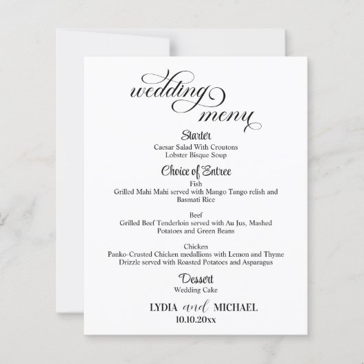Simple Text Photo Overlay Wedding Menu (Devant)