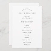 Simple Text Wedding Program Black White Kaart (Voorkant / Achterkant)