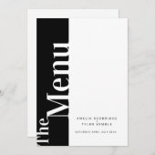 Simple texte mono noir avec menus mariages blancs (Devant / Derrière)