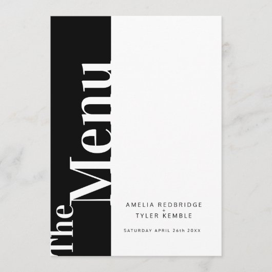 Simple texte mono noir avec menus mariages blancs (Devant)