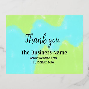 Simple thank you add business name details text folie feestdagen briefkaart
