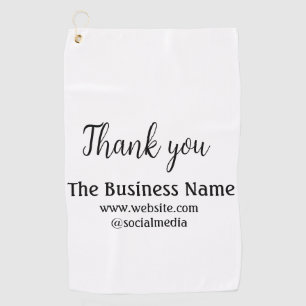 Simple thank you add business name details text golfhanddoek