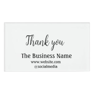 Simple thank you add business name details text naambadge