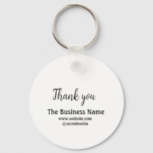 Simple thank you add business name details text sleutelhanger