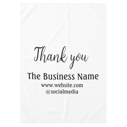 Simple thank you add business name details text tafelkleed (Voorkant)