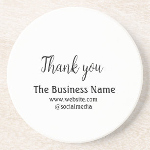 Simple thank you add business name details text zandsteen onderzetter