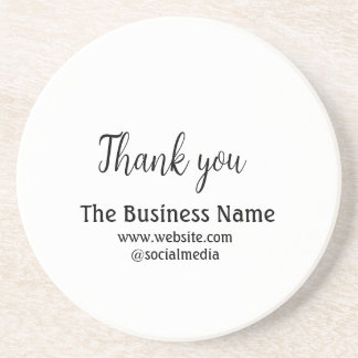 Simple thank you add business name details text zandsteen onderzetter