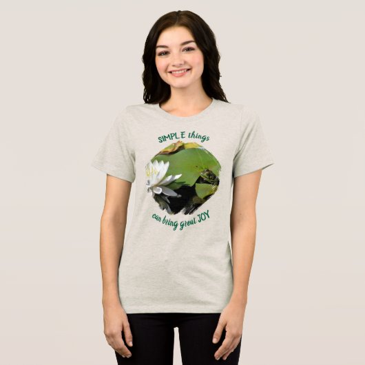 Simple Things Frog Inspirational Quote Tri-Blend Shirt (Voorkant volledig)