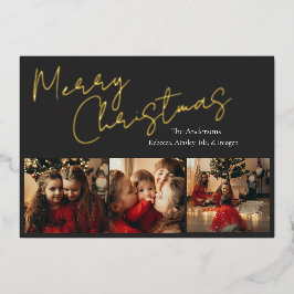 Simple Three Photo Christmas Card Folie Feestdagenkaart