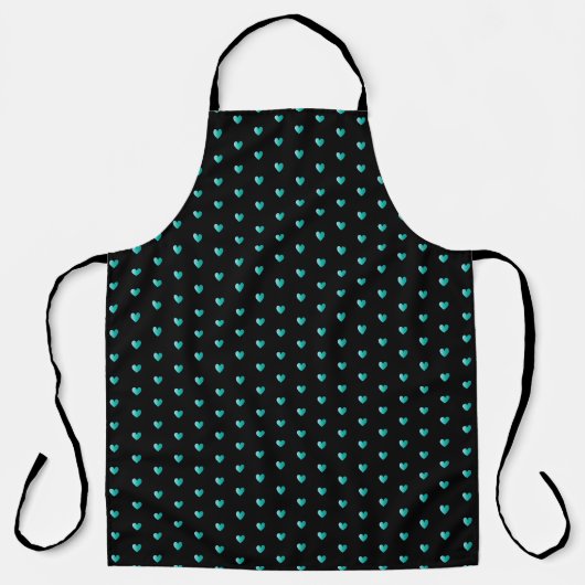 Simple Tiny Heart Pattern - Black and Blauwgroen G Schort (Voorkant)