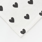 Simple Tiny Heart Pattern - Black and White Girly Fleece Deken (Hoek)