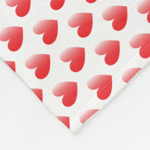 Simple Tiny Heart Pattern - White and Red Girly Fleece Deken