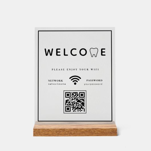 Simple Tooth Logo Welkom WIFI QR-code Acryl Bord (Voorkant)