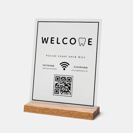 Simple Tooth Logo Welkom WIFI QR-code Acryl Bord (Hoek)