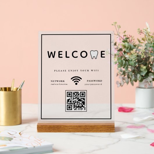 Simple Tooth Logo Welkom WIFI QR-code Acryl Bord (Huwelijk)