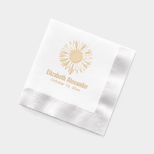 Simple Tournesol Elégant Fleur #2A Nom Date (Gauche)
